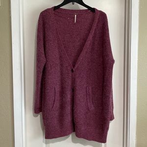 Free People ButtonDown Bishop Oversized Cardigan Sweater Large Alpaca blend